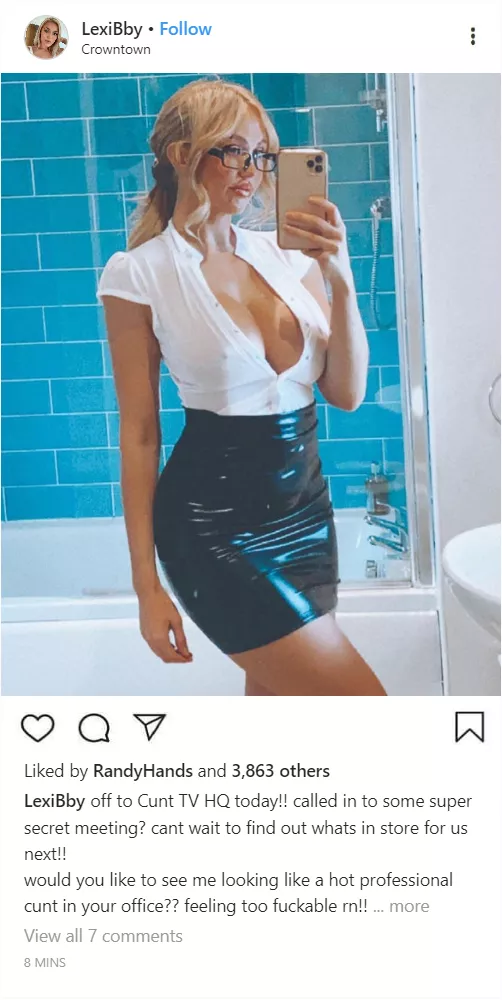 (cuntagram) @LexiBby - how would you treat me in your office?? xox