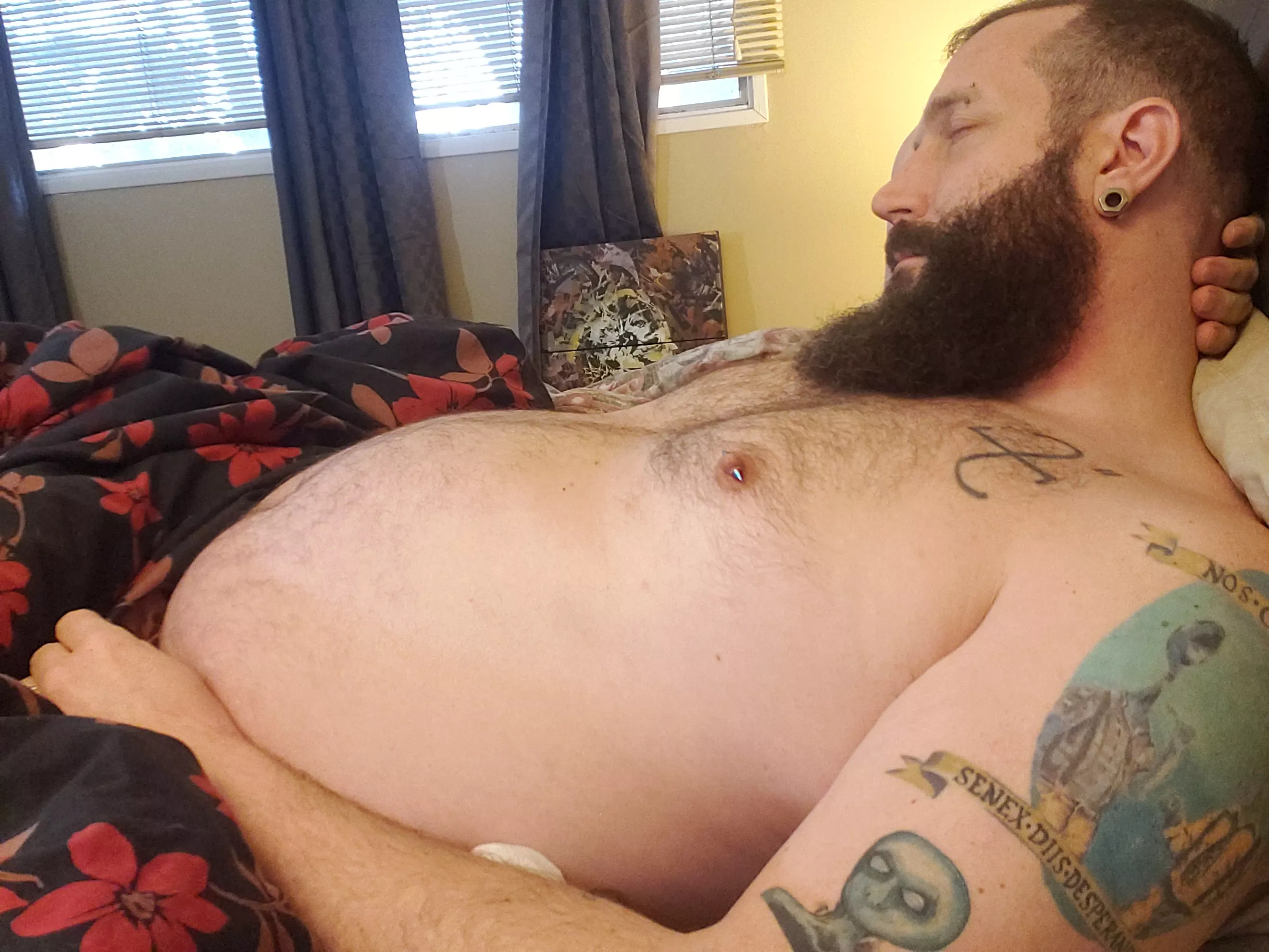 Curl up next to me and rub my belly