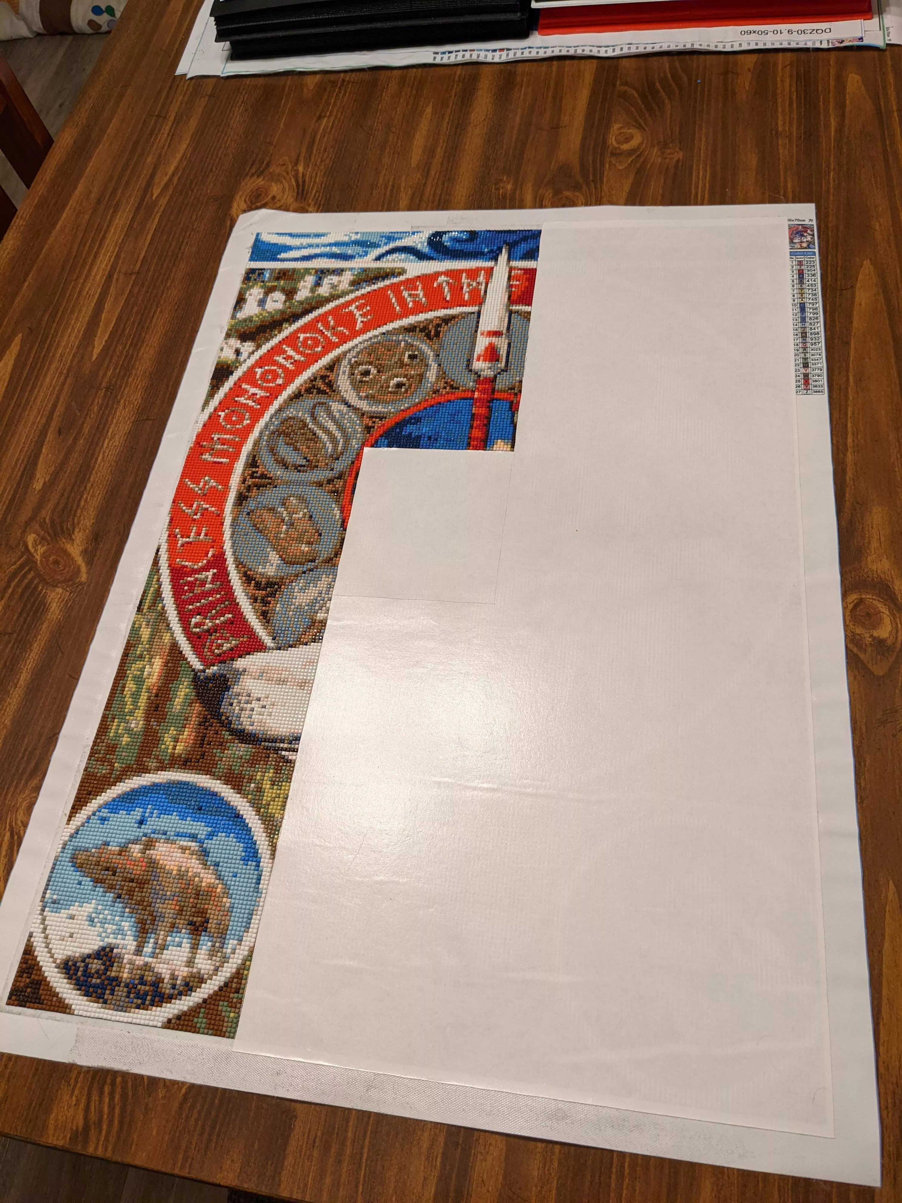 Current project I'm working on right now. 50×70cm diamond painting from Princess Mononoke