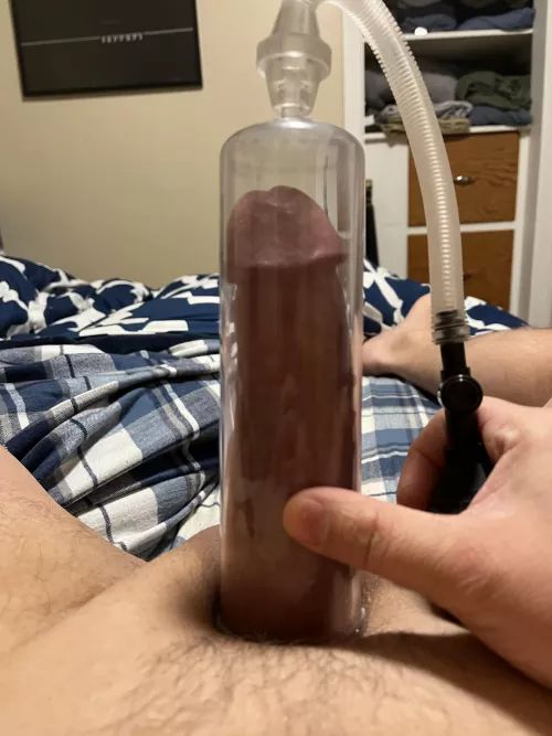 Dad[48] having a little fun with the pump. The tip was so big!