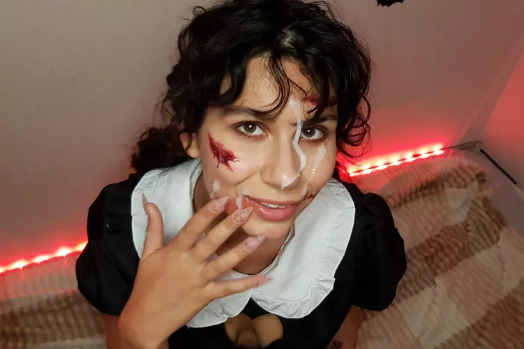 Daddy helped with Halloween makeup