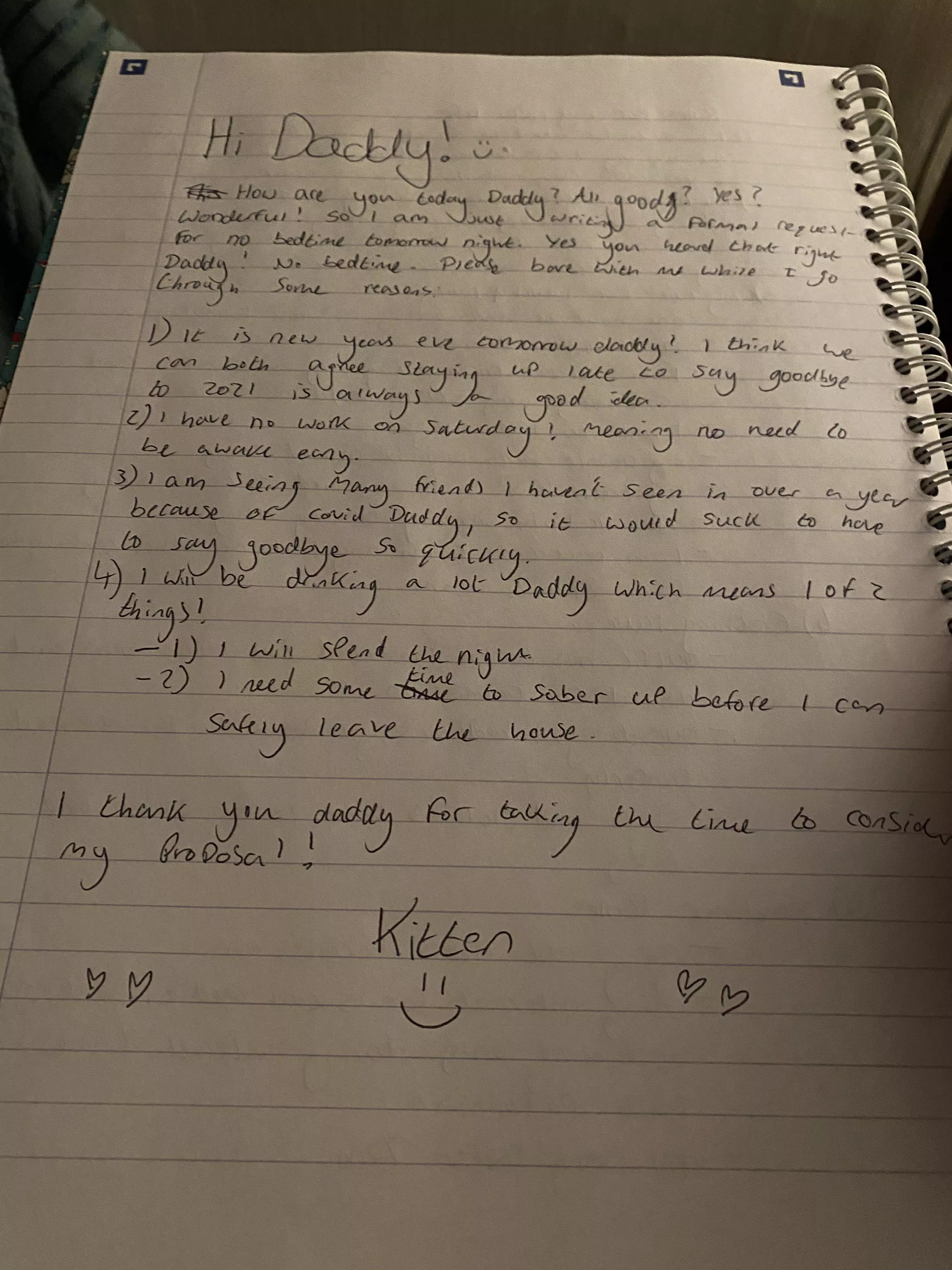 Daddy should totally listen to my request and forgo bedtime shouldn’t he?