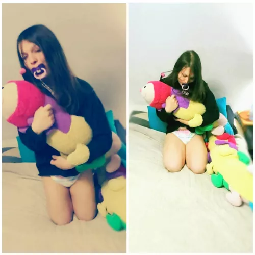 Daddy took a couple photos of me last night with my catapillar Kacy π₯°