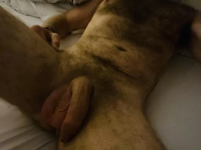 Daddy’s little friend is tired and soft. Guess it’s time for bed.