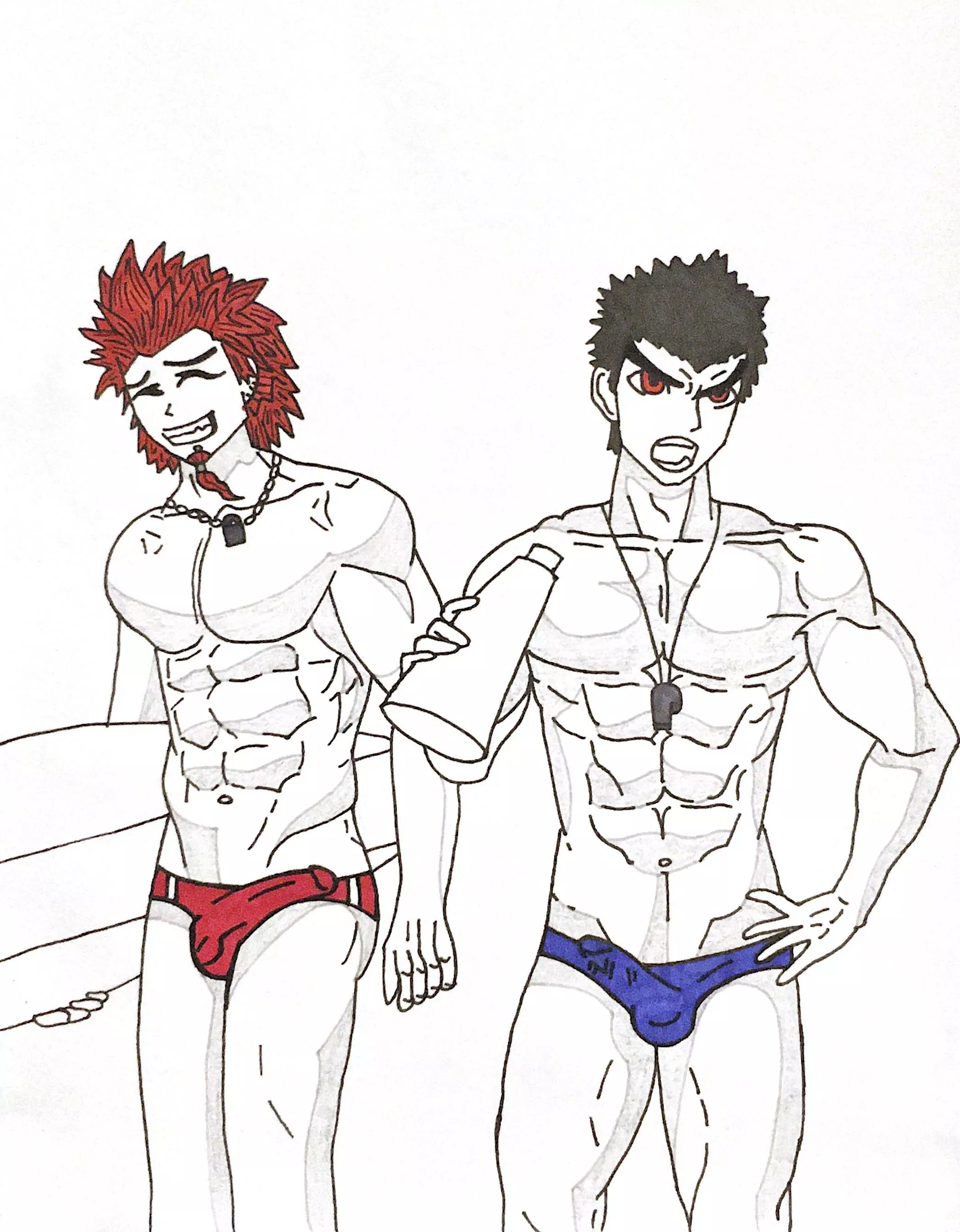 [Danganronpa] Leon and Kiyotaka wearing skimpy speedos (OC)