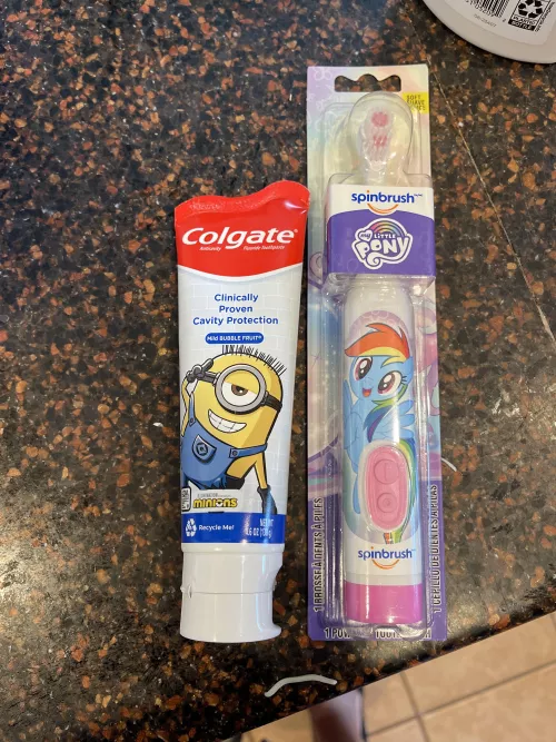 Date night with juju bunny, so daddy got her a new toothbrush!!!!