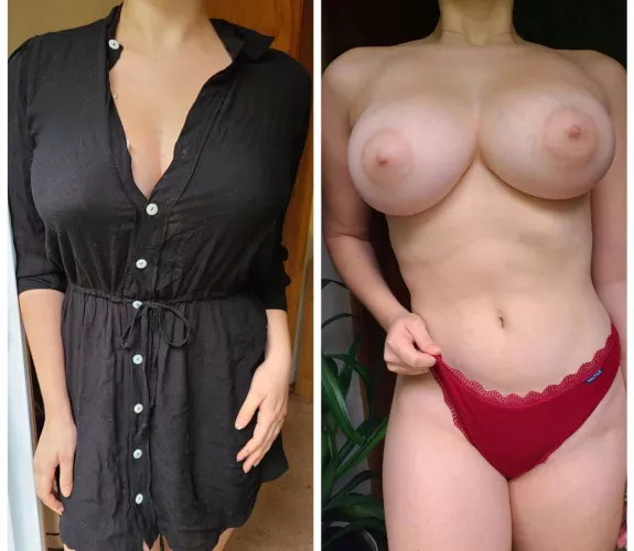 Day 1 of not wearing a bra and leaving my panties on for you [f]