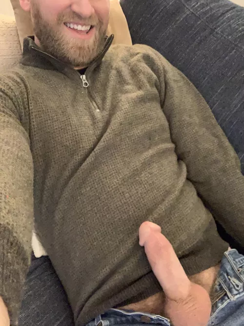 Day 2 of our winter sweater series features this merino wool 1/4 zip and my fat cock