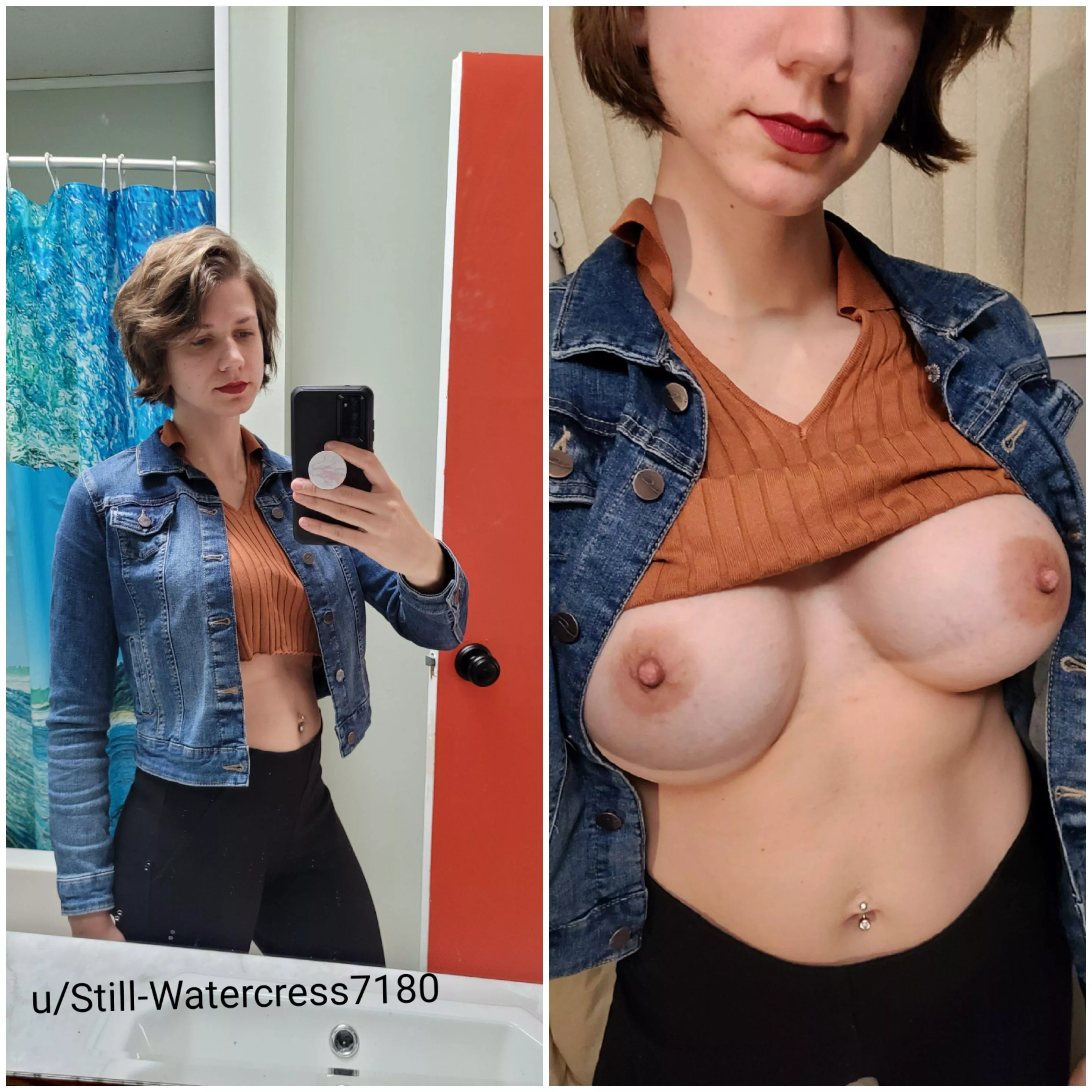 Did the jacket help disguise my big tits?