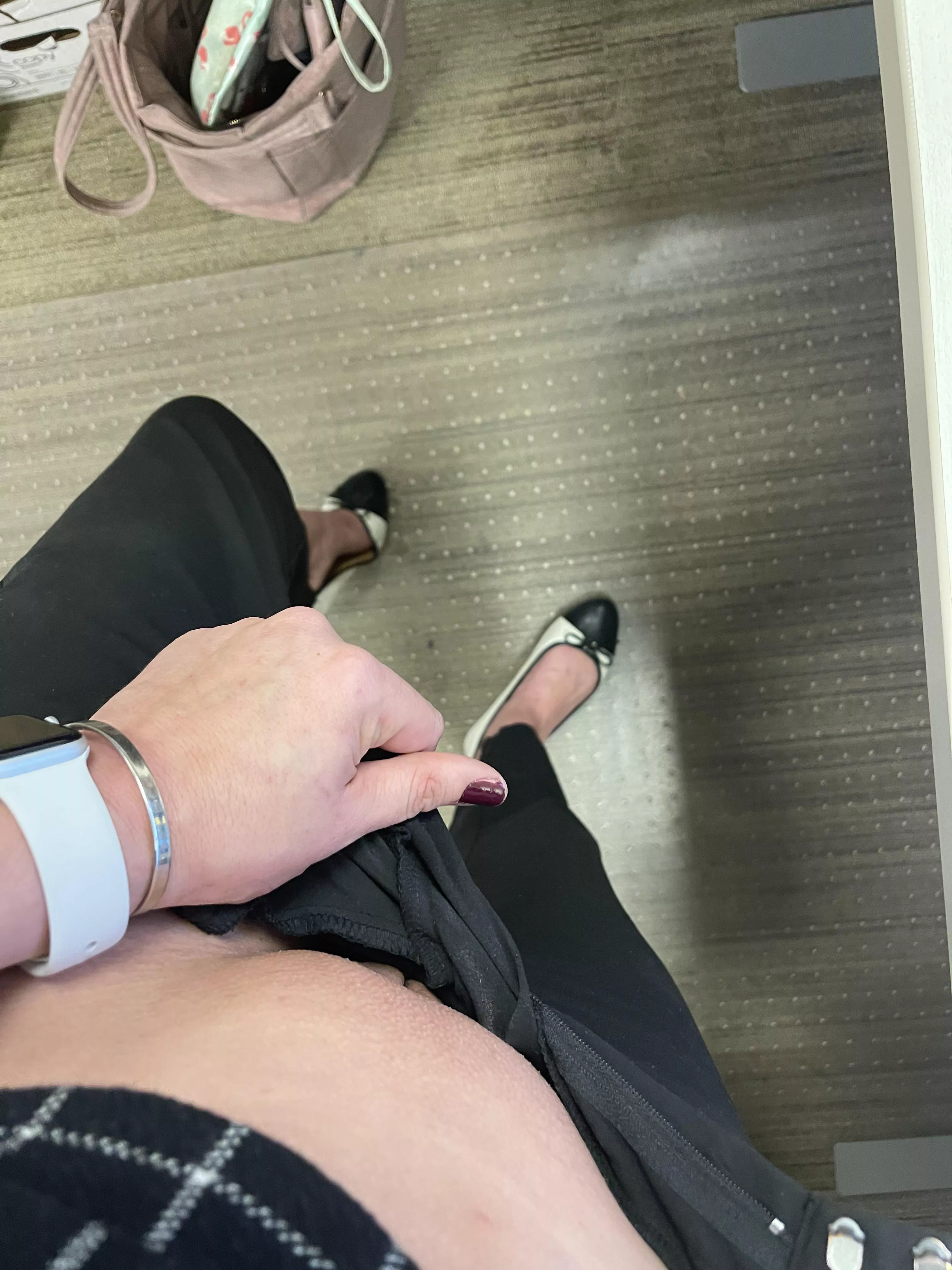 Didn’t have time to find panties this morning. Standing at my office desk. Didn’t have time to find panties this morning. Standing at my office desk.