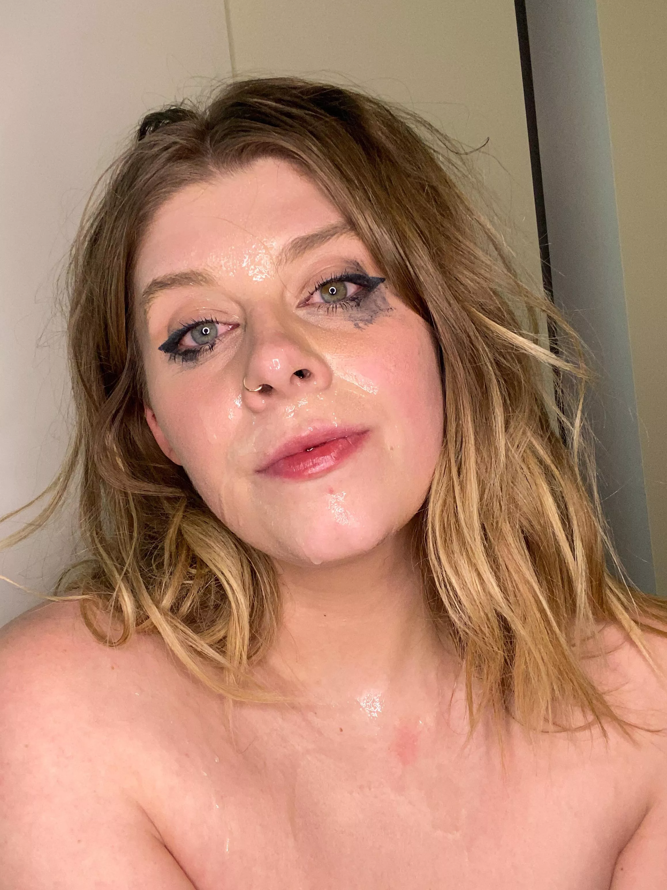 Do I still look cute covered in cum with makeup running down my face? 🥺