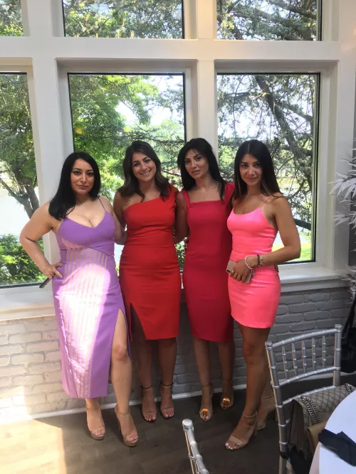 Do you like my mom (next to pink dress) and her friends?