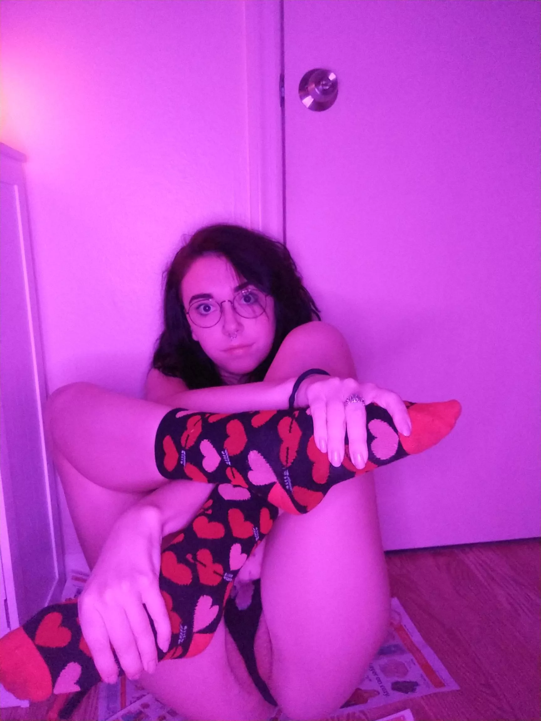 DO YOU LIKE MY VALENTINE'S DAY SOCKS?