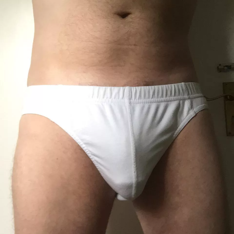 Do you like the hint of pubic hair at the top or the outline of my meaty softie?