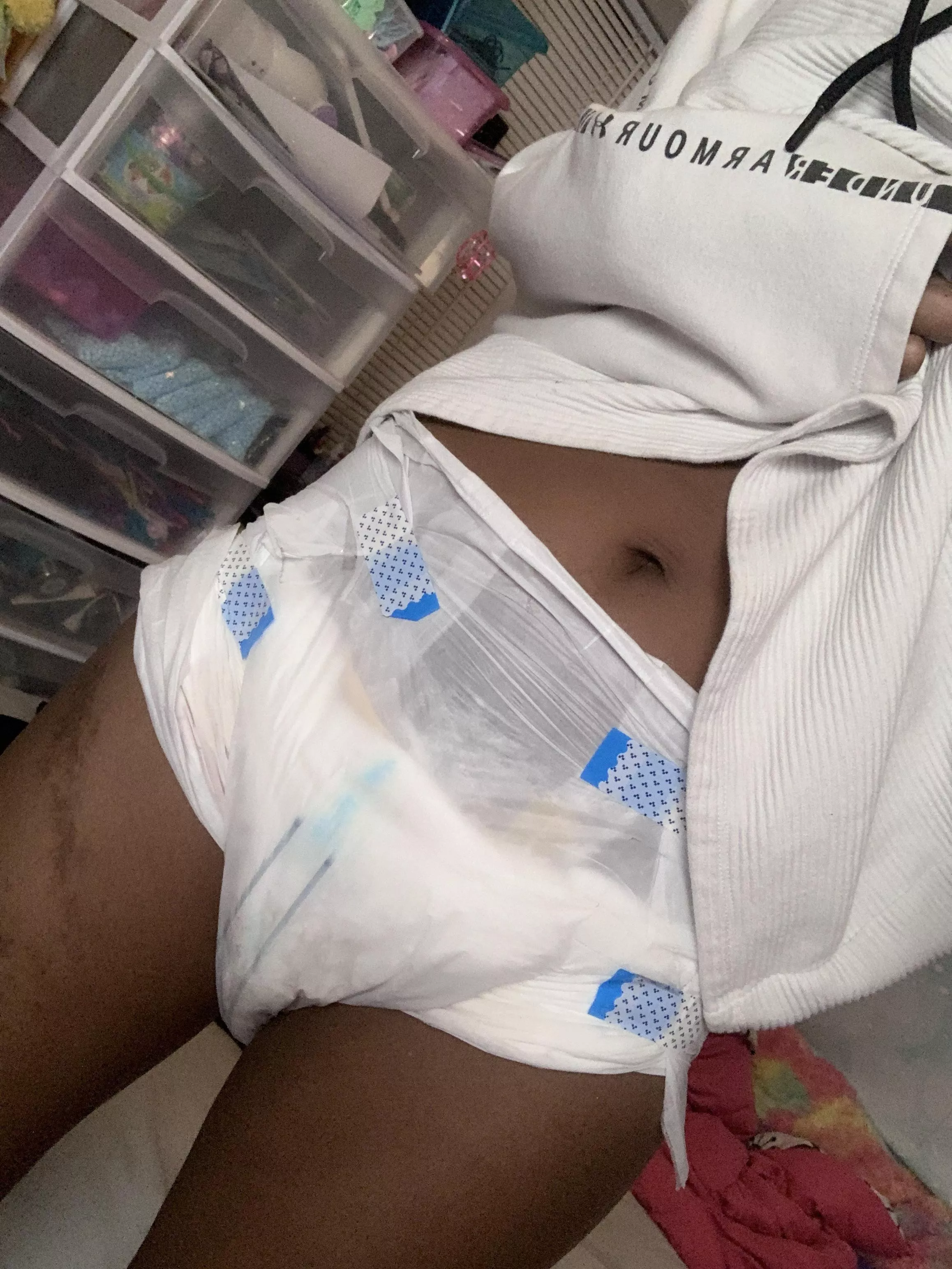 do you like wearing a hoodie and diaper together like this? 😊