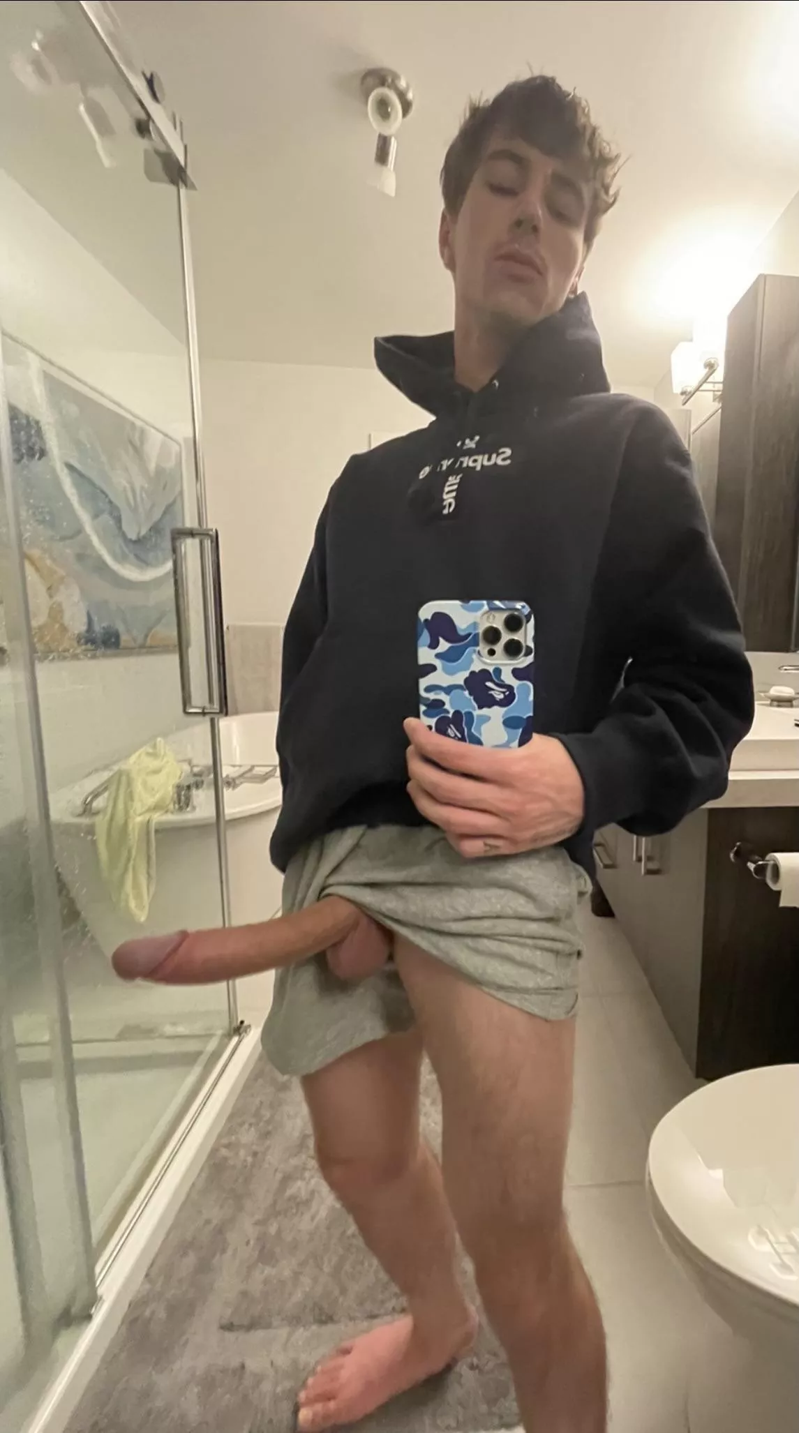 Do you mind if I keep my shorts on while you suck it?