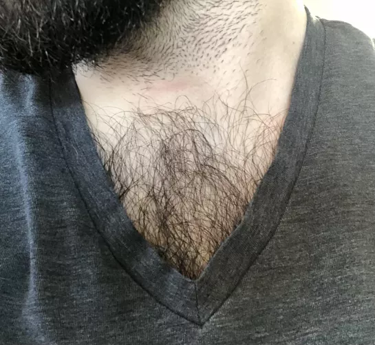 Do you mind if my V neck shows this much chest hair while we’re hanging out?