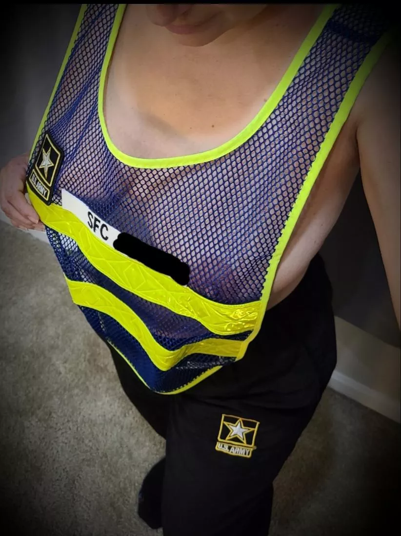 Do you think my Soldiers will fall out of our run this morning if I wear this? Just my big boobs jumping out at them ππ Do you think my Soldiers will fall out of our run this morning if I wear this? Just my big boobs jumping out at them ππ
