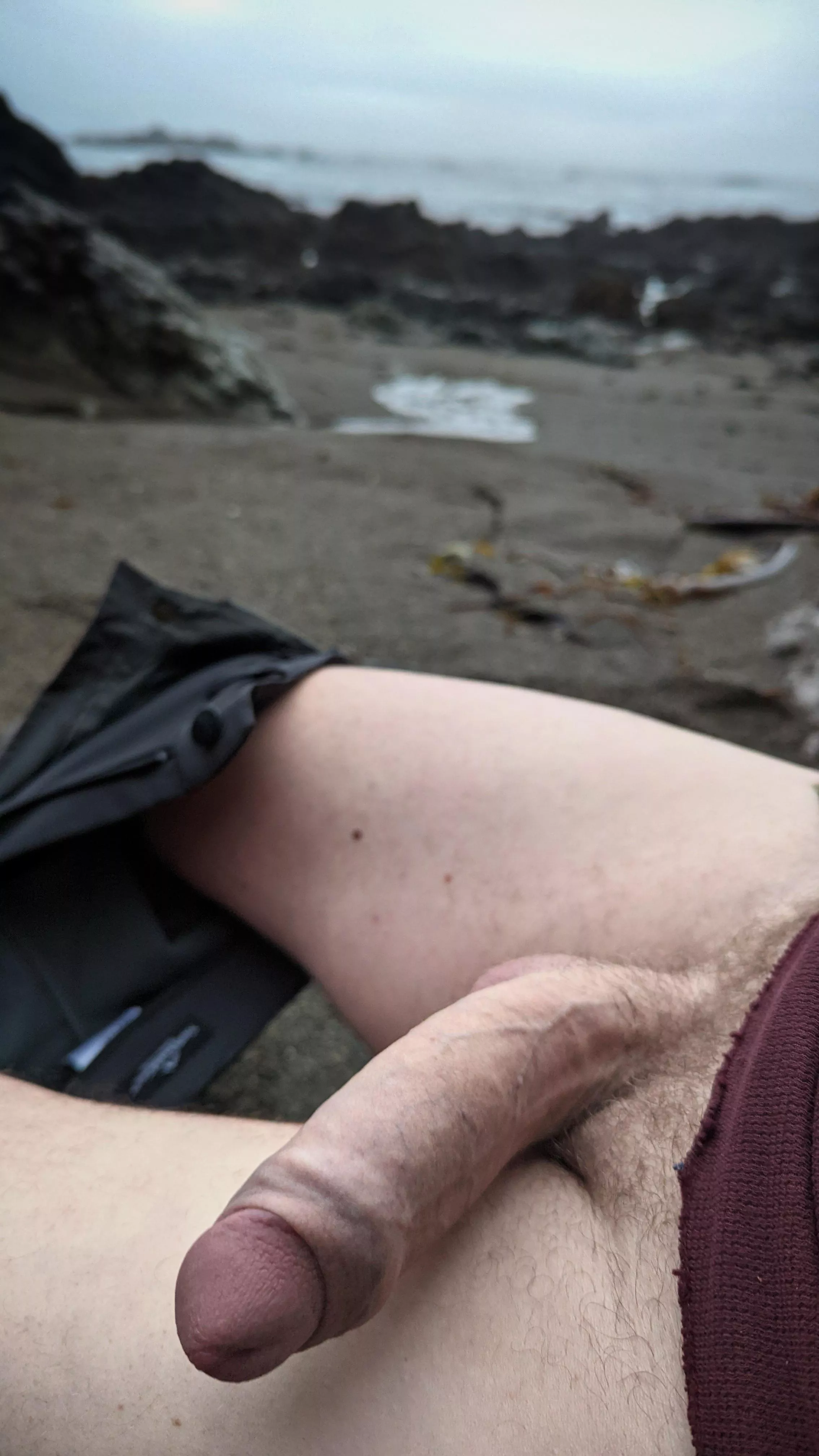 Does a far away and out of the way Canadian beach, with only my buddy near by count as public? A bear might have been watching me...