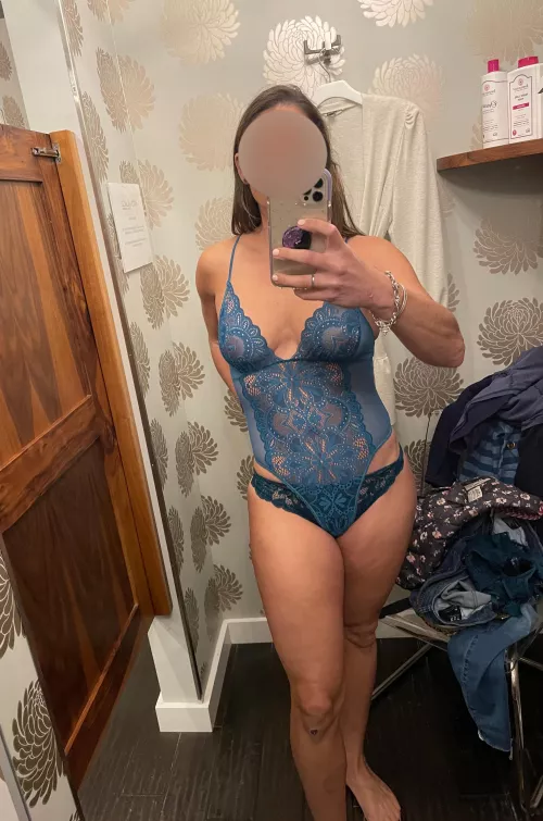 Does it count if she’s wearing them while trying on lingerie?