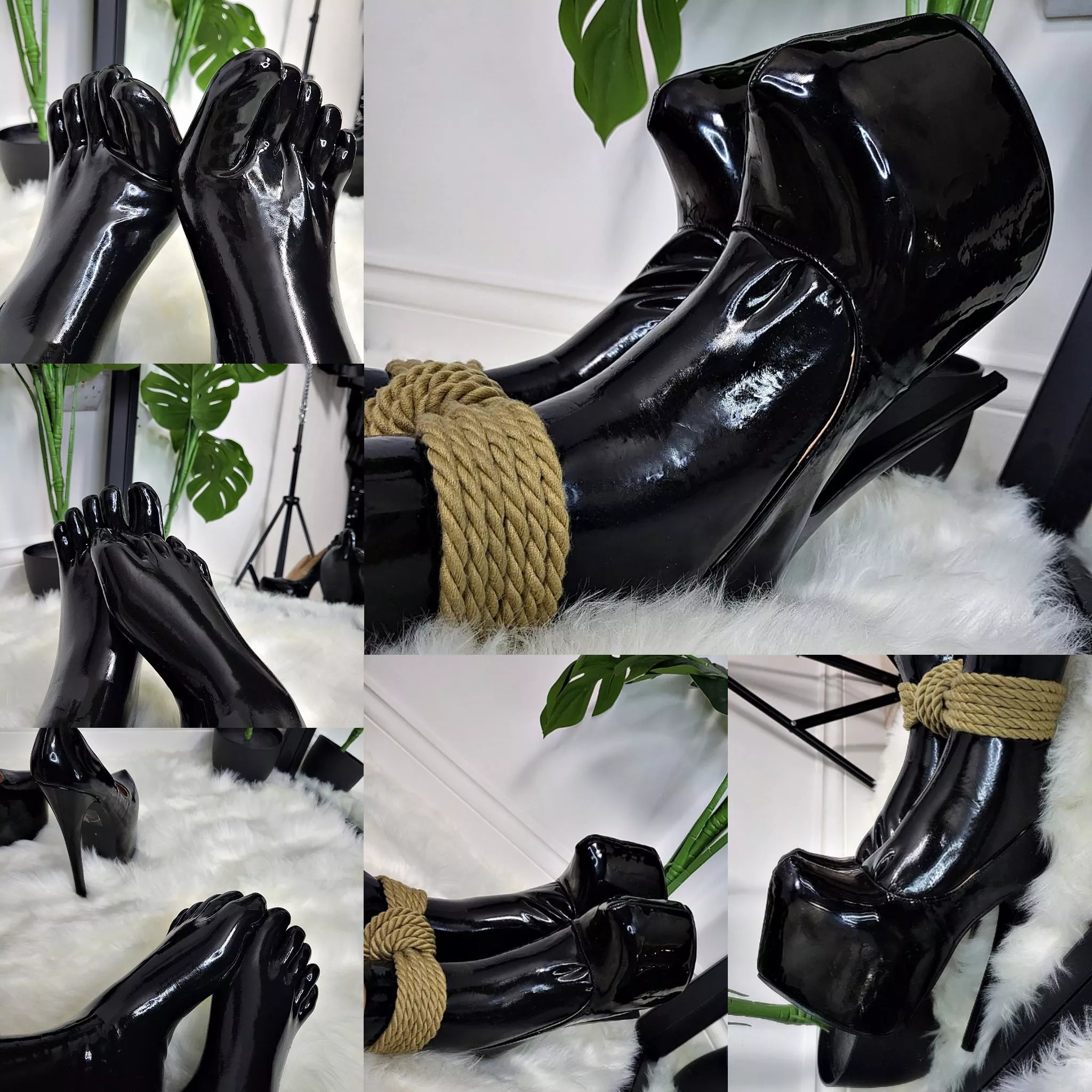 DOLLIE - ANYONE HAVE A FETISH FOR LATEX FEET AND SHINY HEELS (CUTE SIZE 4 UK)