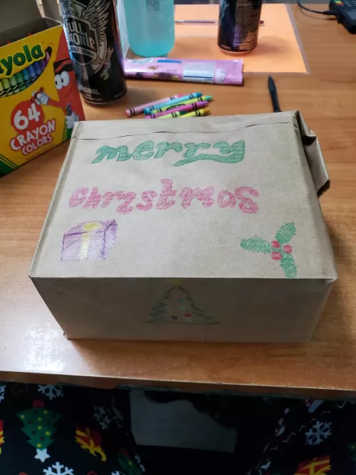 Done decorating my gift for the gift exchange at a company party tonight im so excited