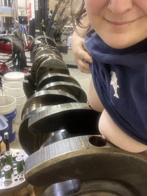 Donβt mind me, just resting tiddies on the 13ft crankshaft. Nothing to see here!