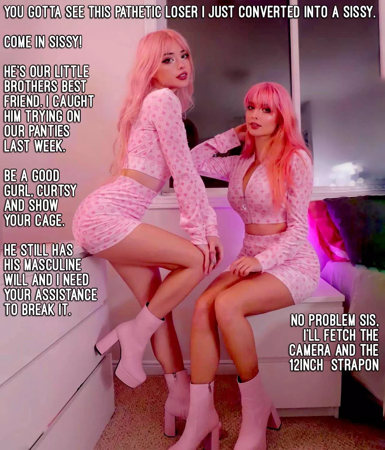 Double trouble for a new sissy Double trouble for a new sissy