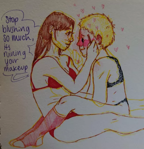 Dressing up her pretty boy <3 (OC)