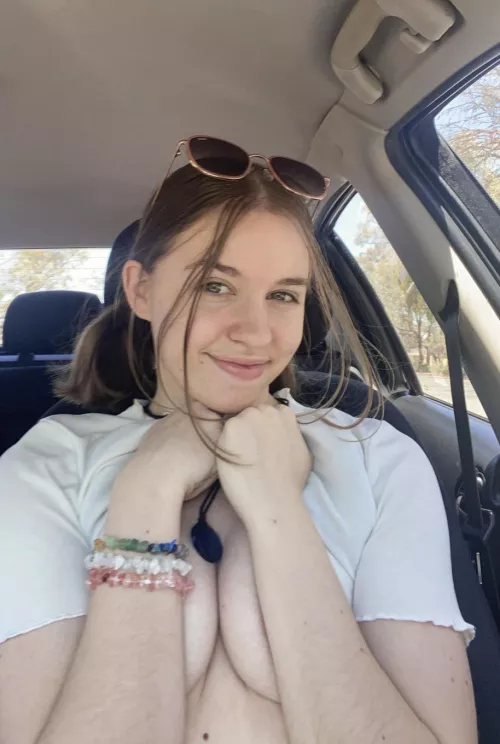 driving around with my boobs out… hopefully next it’s being fingered 🤞🏻