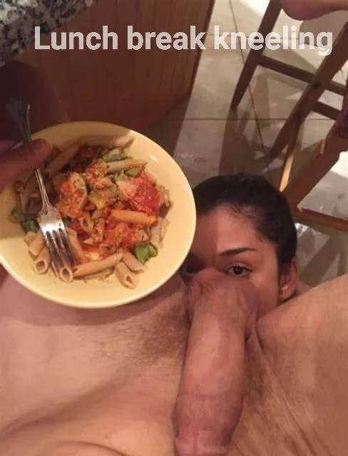 Dude, your girl friend seems to enjoy our office lunch break Dude, your girl friend seems to enjoy our office lunch break