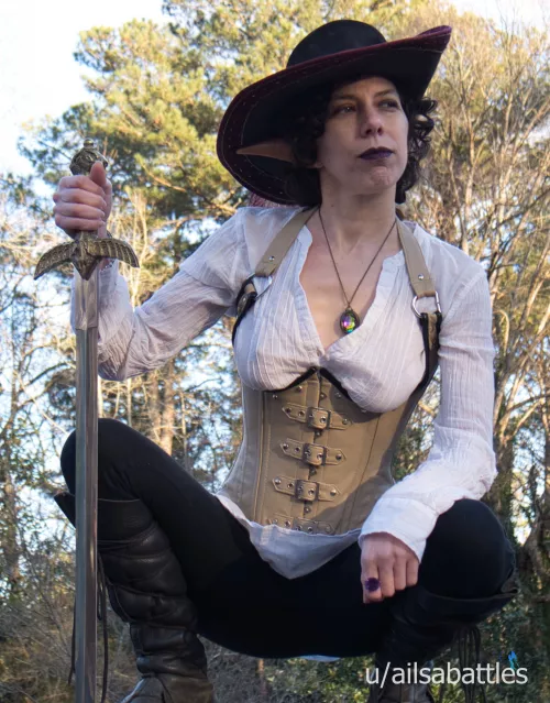 Elven warrior considering her next move