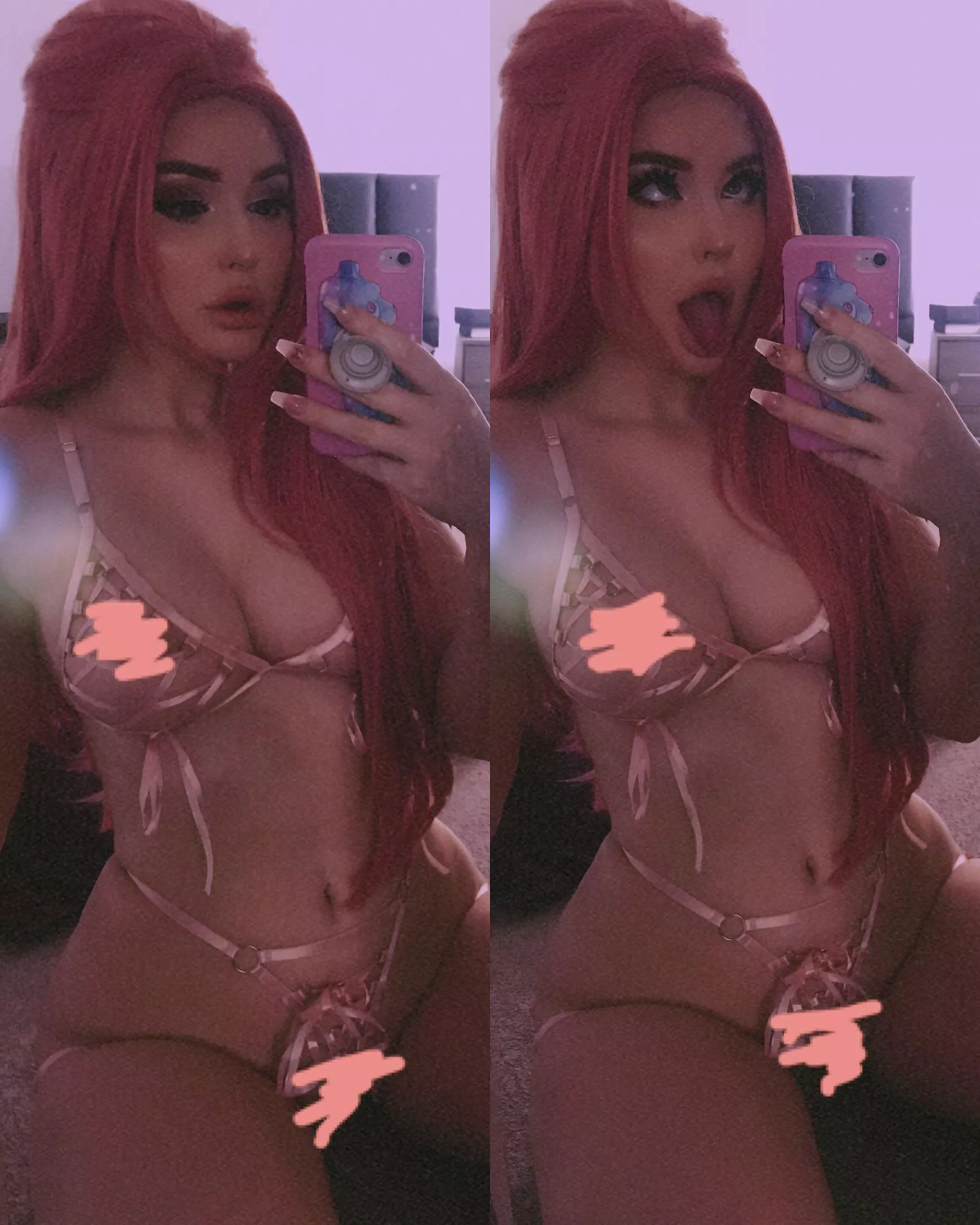 EmilyMcnessie pink ahegao in tiny lingerie [oc]