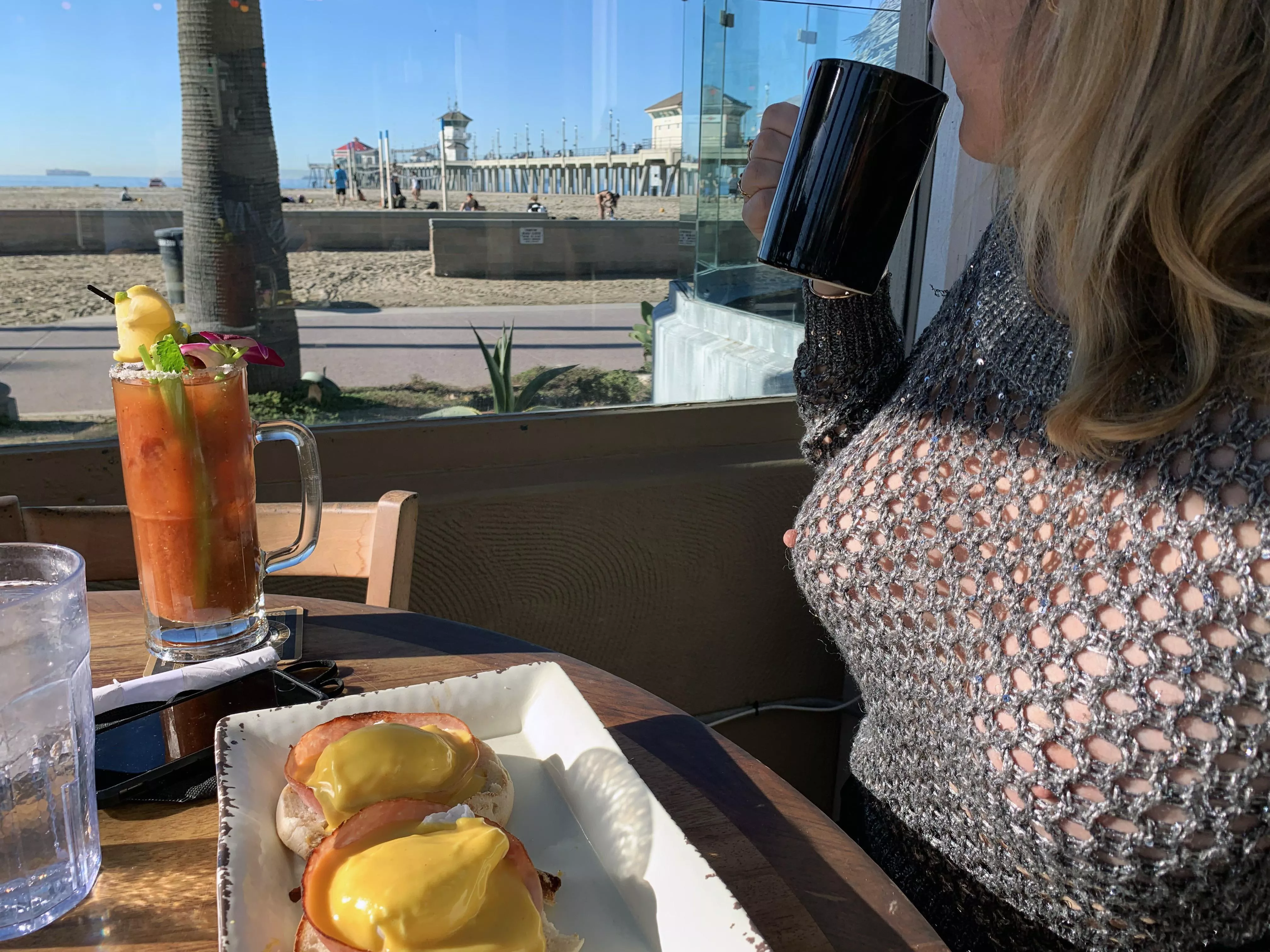 Enjoying a little sunshine w/ breakfast at the beach