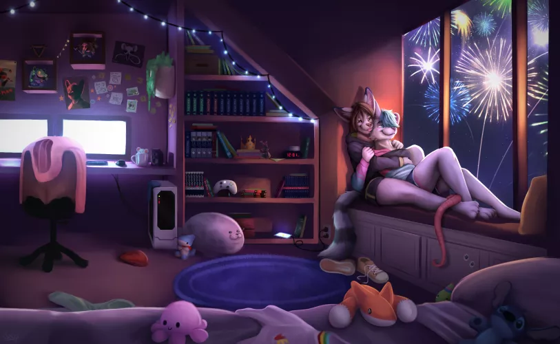 Enjoying the fireworks 💙 (By me, @SupersonicSoup)