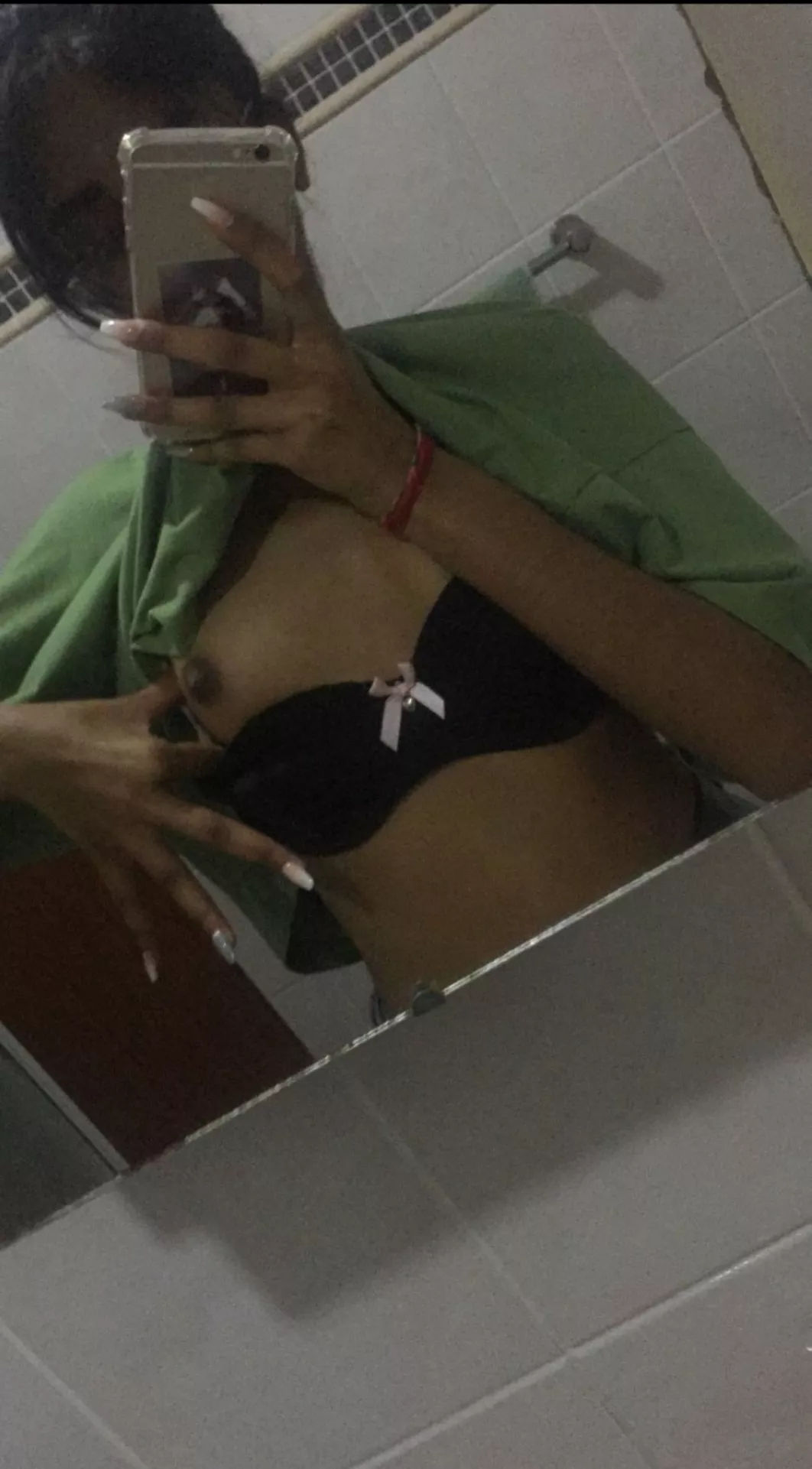 [F] Teen flashing her small tits in the bathroom mirror
