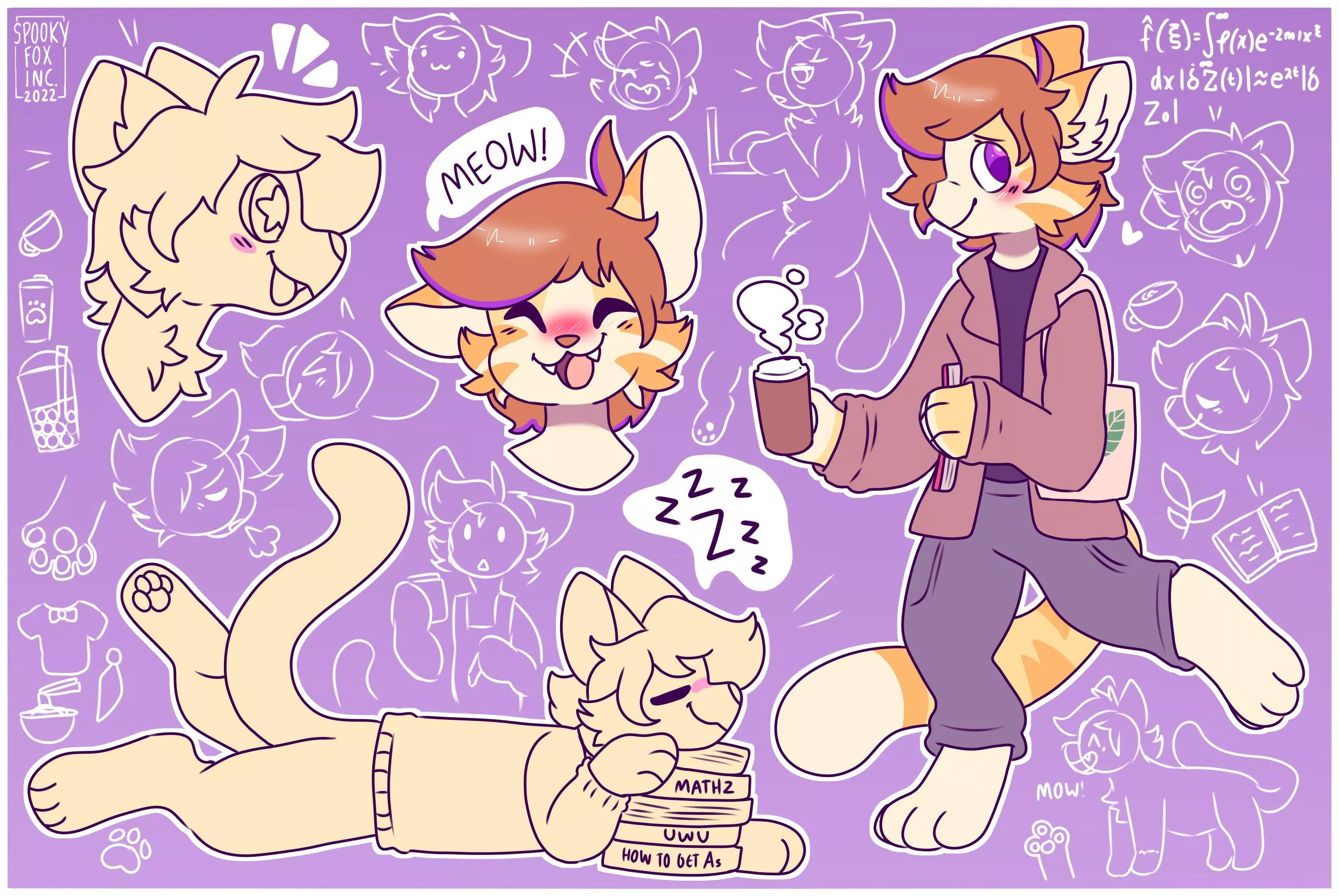 fashionable kitty! <sketchpage for founded, art by me @spookyfoxinc on twitter>