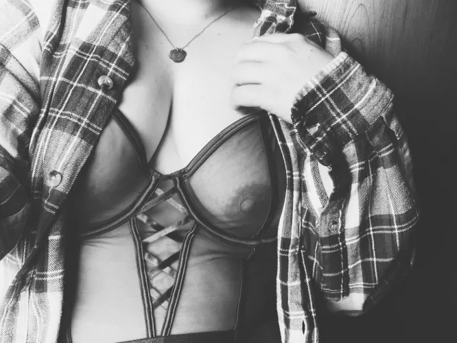 Feeling beautiful in my husbandβs flannel