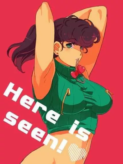 Female Josuke with her big breasts and her arms up showing her armpits and she is bottomless trying to tie her own hair