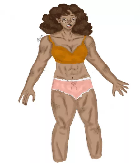 Female muscle growth art by me