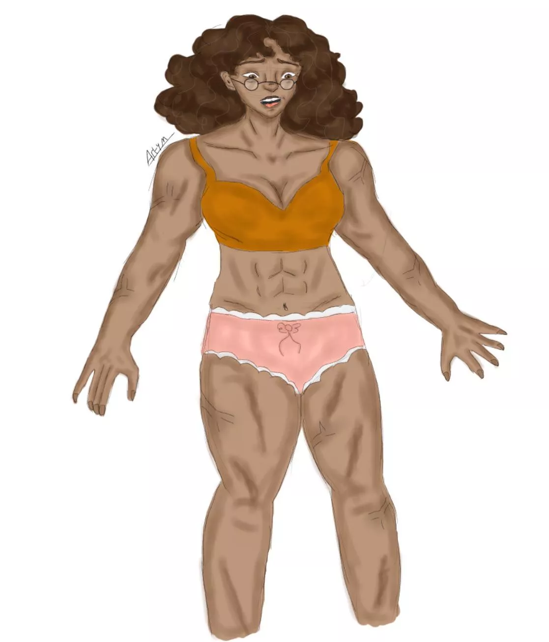 Female muscle growth art by me