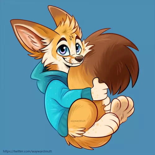Fennec Fox in a hoodie 😊(Art by me ~ @Waywardmutt on Twitter)