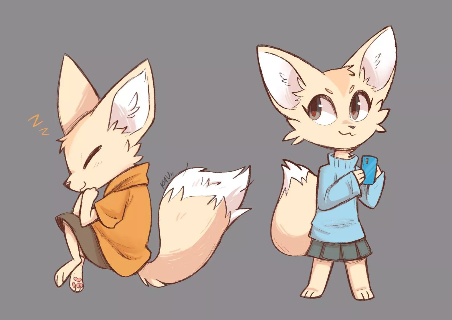 Fenneko warmup sketches! [art by me @kazunekomori on twitter]
