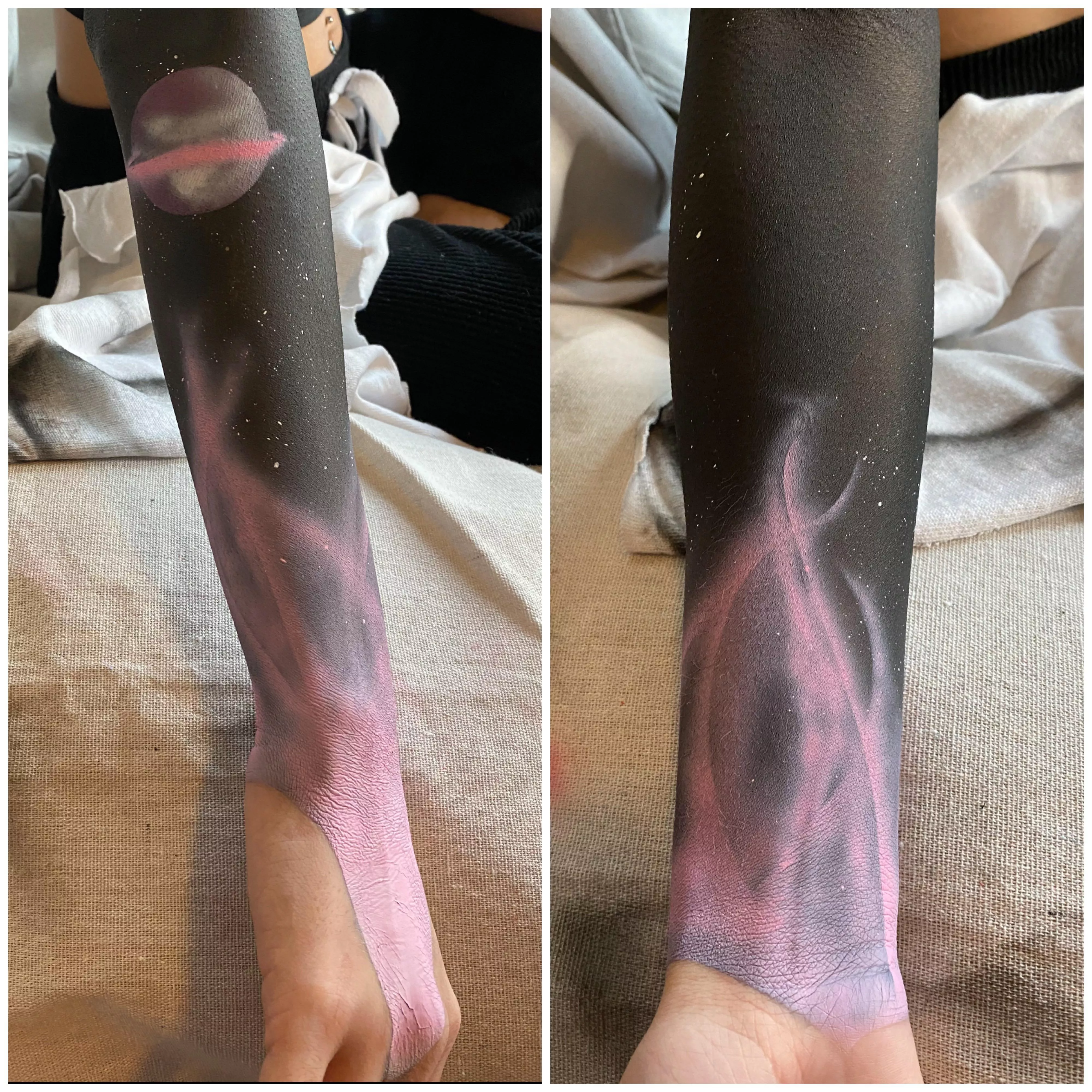 First attempt at airbrushing on skin, I know I messed up the ring but 🤷🏻‍♂️