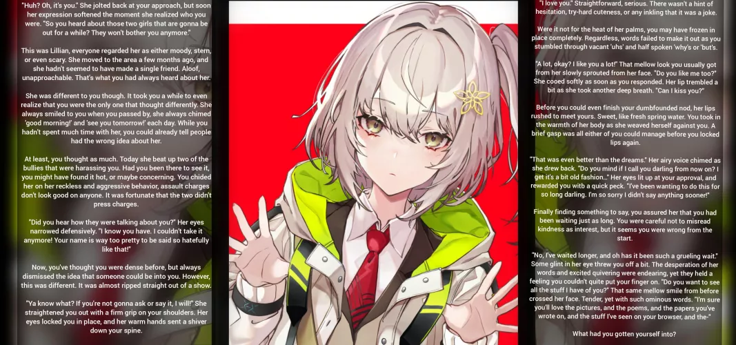 First Long Caption: Unexpected Yandere [Romance] [Yandere] [No Sex] [Flirty] [Wholesome?] [Series?]