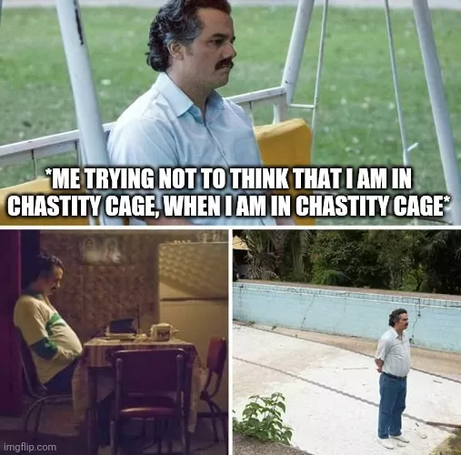 First time in cage, she teased me the whole morning and then went to buy groceries. And this is literally how I spended the 45 minutes she was gone.