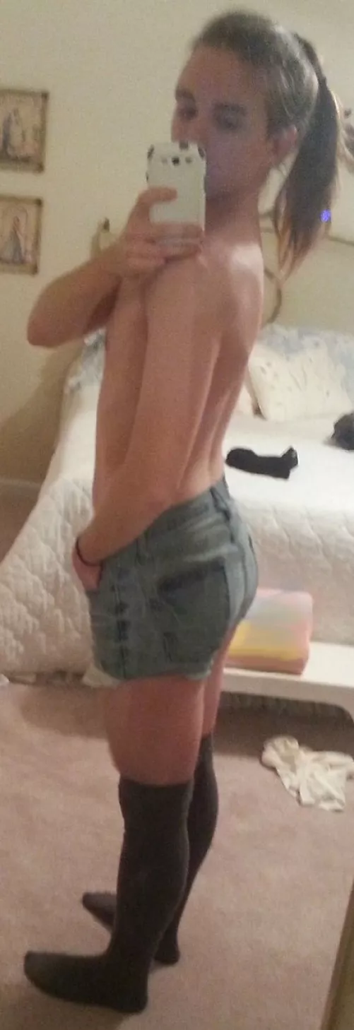 first time trying on jean shorts