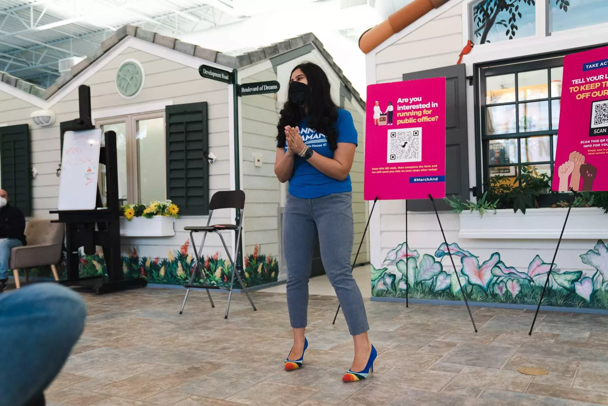 FL Rep. Anna Eskamani in rainbow heels.