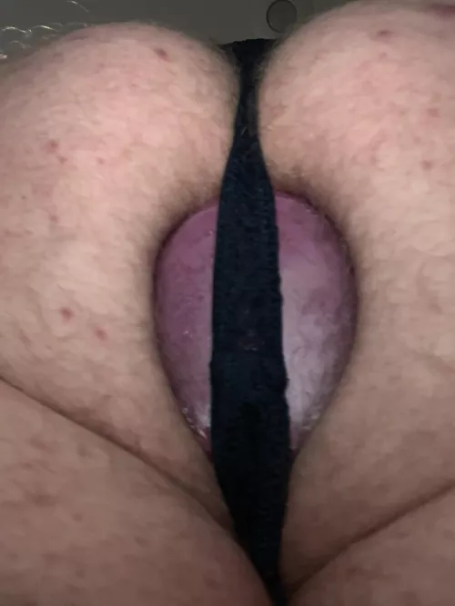For my cake day have a picture of me (m36) wear my thong and trying to hide my medium egg plug from bad dragon