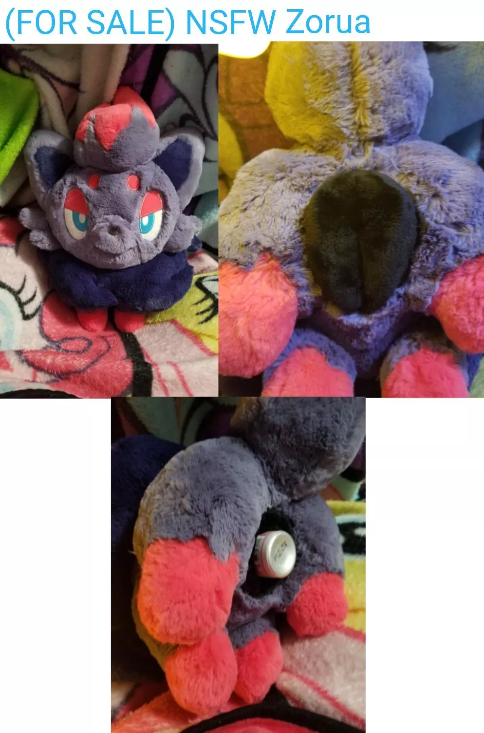 (FOR SALE) NSFW fuckable large ultra soft Pokemon Zorua with useable sculpted canine pussy/cookie [F]